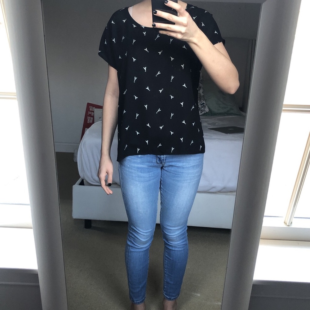 Nordstrom black Eiffel Tower blouse